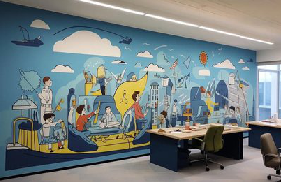 镇宁办公室墙绘的特点。